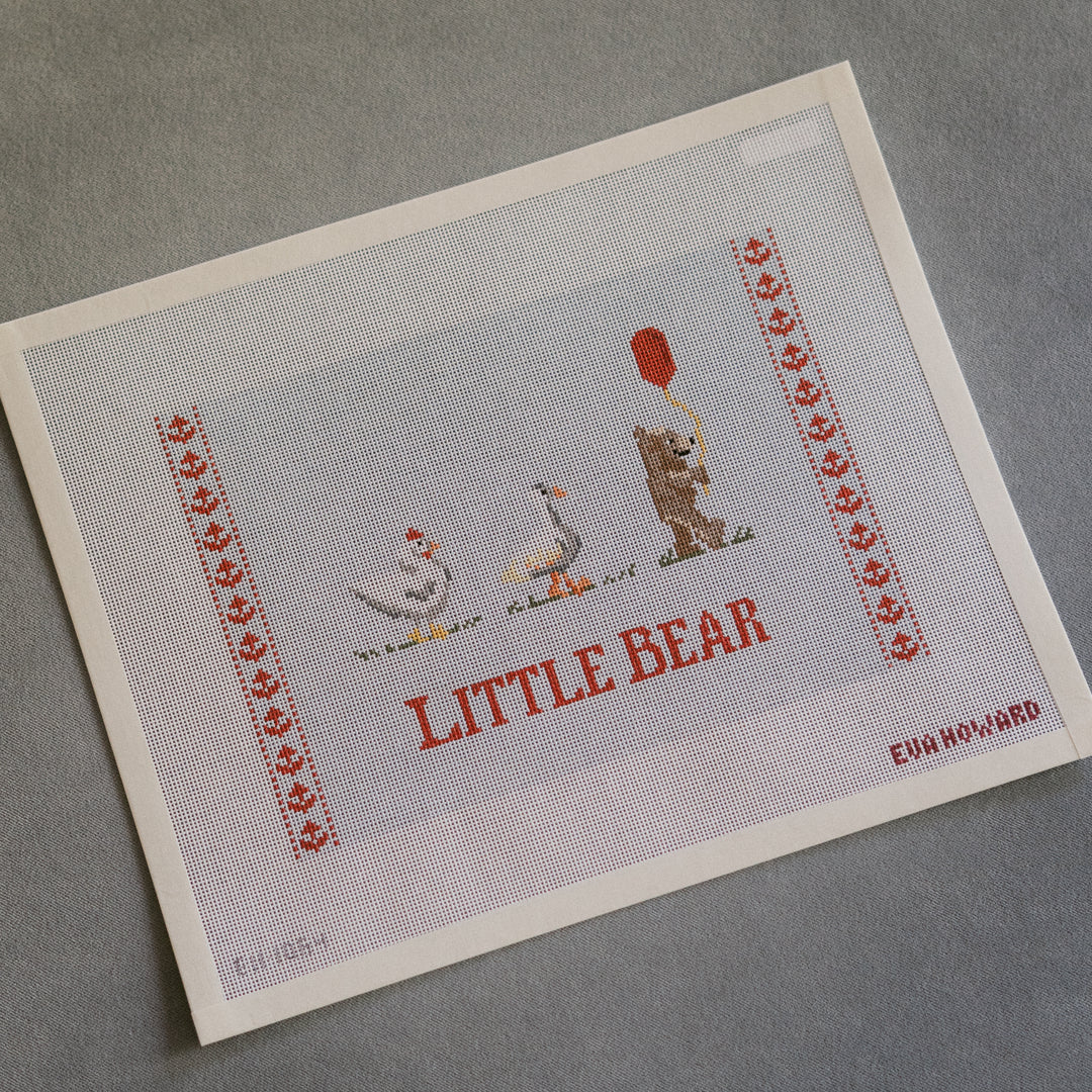 Little Bear needlepoint canvas by Eva Howard on 18 mesh with teddy bear nursery design