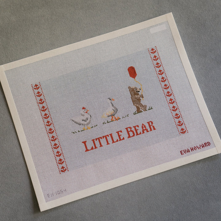 Little Bear needlepoint canvas by Eva Howard on 18 mesh with teddy bear nursery design