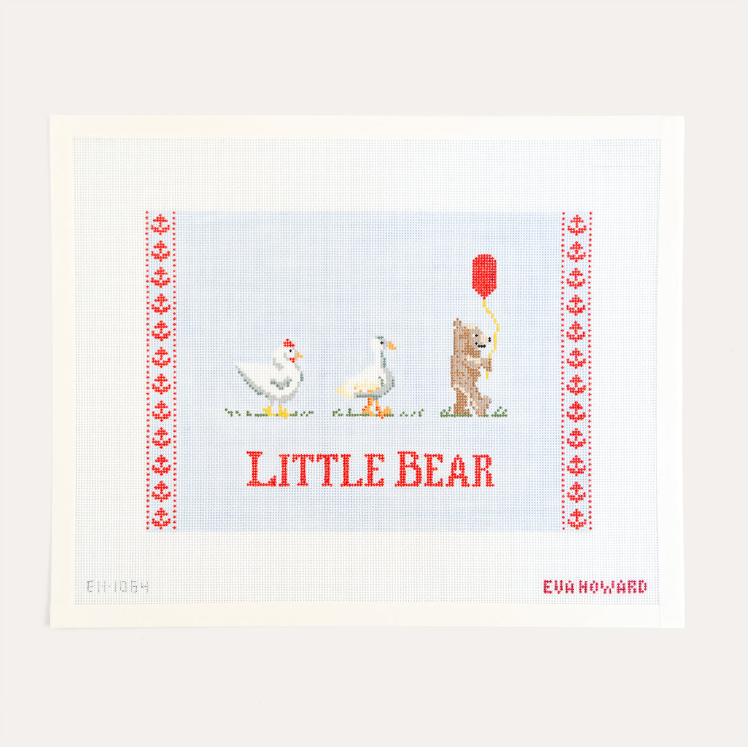 Little Bear needlepoint canvas by Eva Howard on 18 mesh with teddy bear nursery design