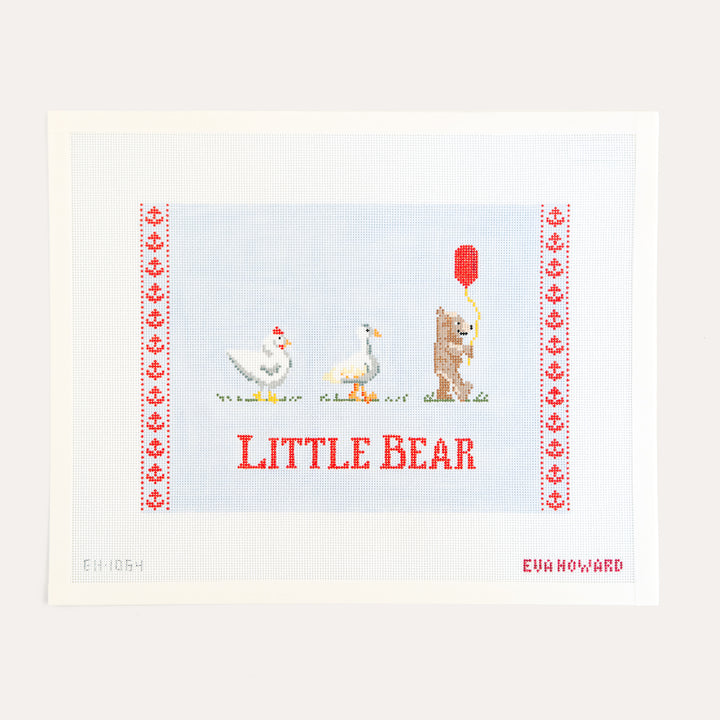 Little Bear needlepoint canvas by Eva Howard on 18 mesh with teddy bear nursery design