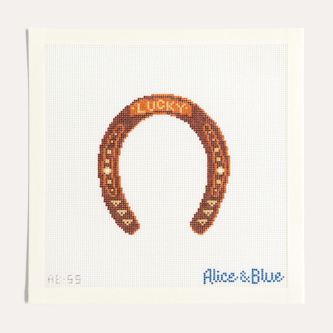 Lucky Horseshoe needlepoint canvas by Alice and Blue on 18 mesh canvas