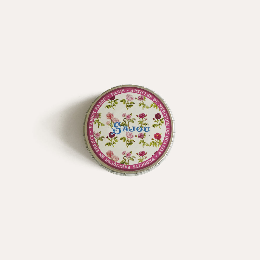 Maison Sajou Click Clack storage tin Josephine’s Roses round metal container