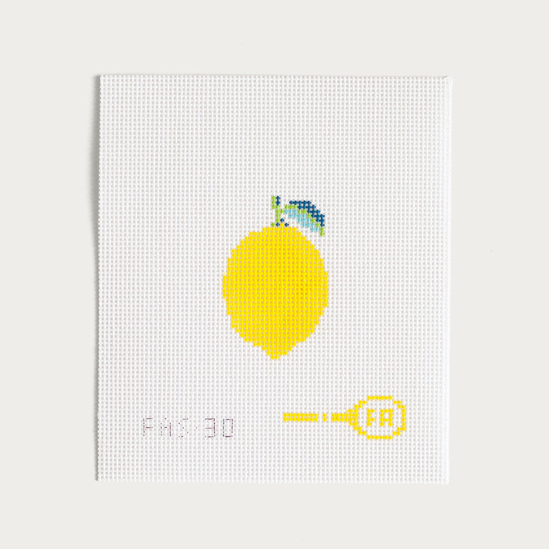 Hand-painted Mini Lemon needlepoint canvas with a fresh citrus design.