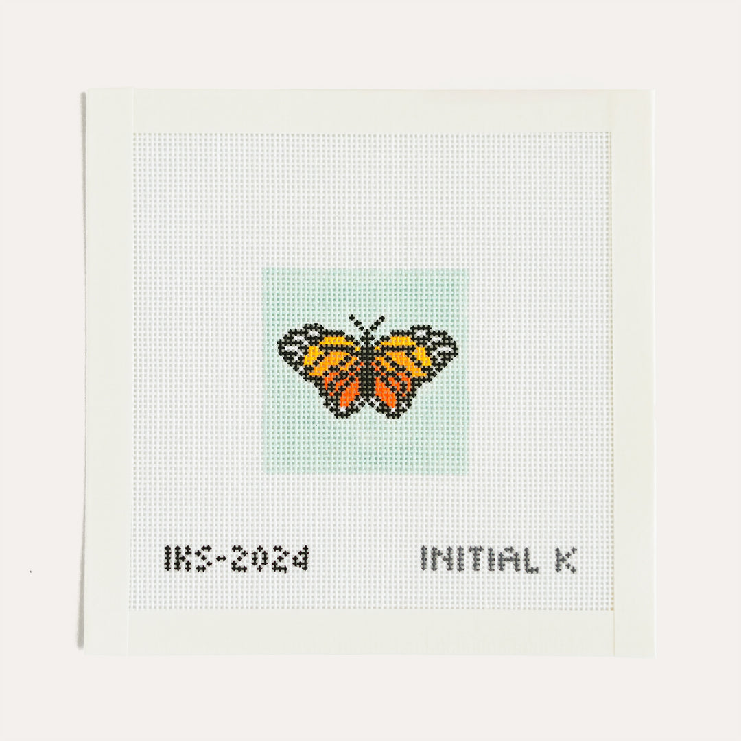 Mini Monarch Butterfly Needlepoint Canvas by Initial K Studio in 18 mesh
