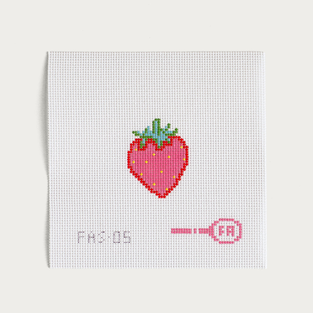 Hand-painted Mini Strawberry needlepoint canvas with a sweet berry design.