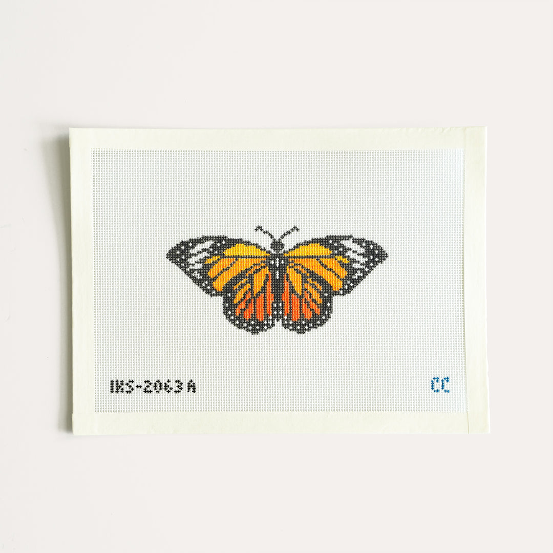 Monarch Butterfly Needlepoint Canvas by Initial K Studio, 18 Mesh, Stitch Painted