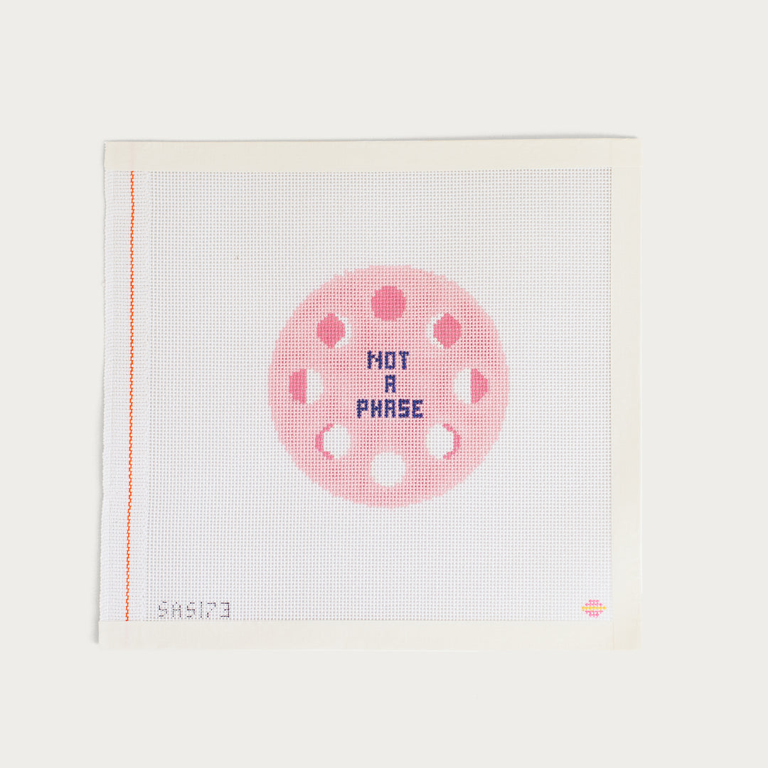 Not A Phase needlepoint canvas by Saturnalia Stitching on 18 mesh featuring celestial moon phases