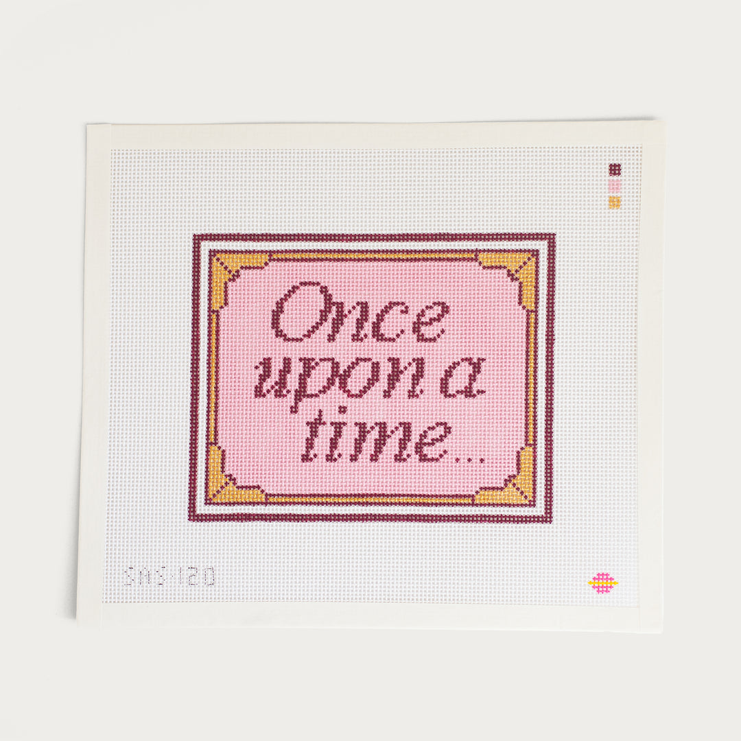 Hand-painted ‘Once Upon a Time’ needlepoint canvas on 13 mesh, inspired by fairytales and storytelling.