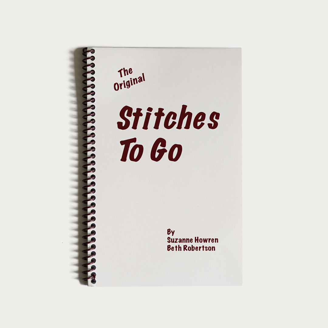 The Original Stitches To Go, a compact, spiral-bound needlepoint stitch reference book by Suzanne Howren & Beth Robertson.