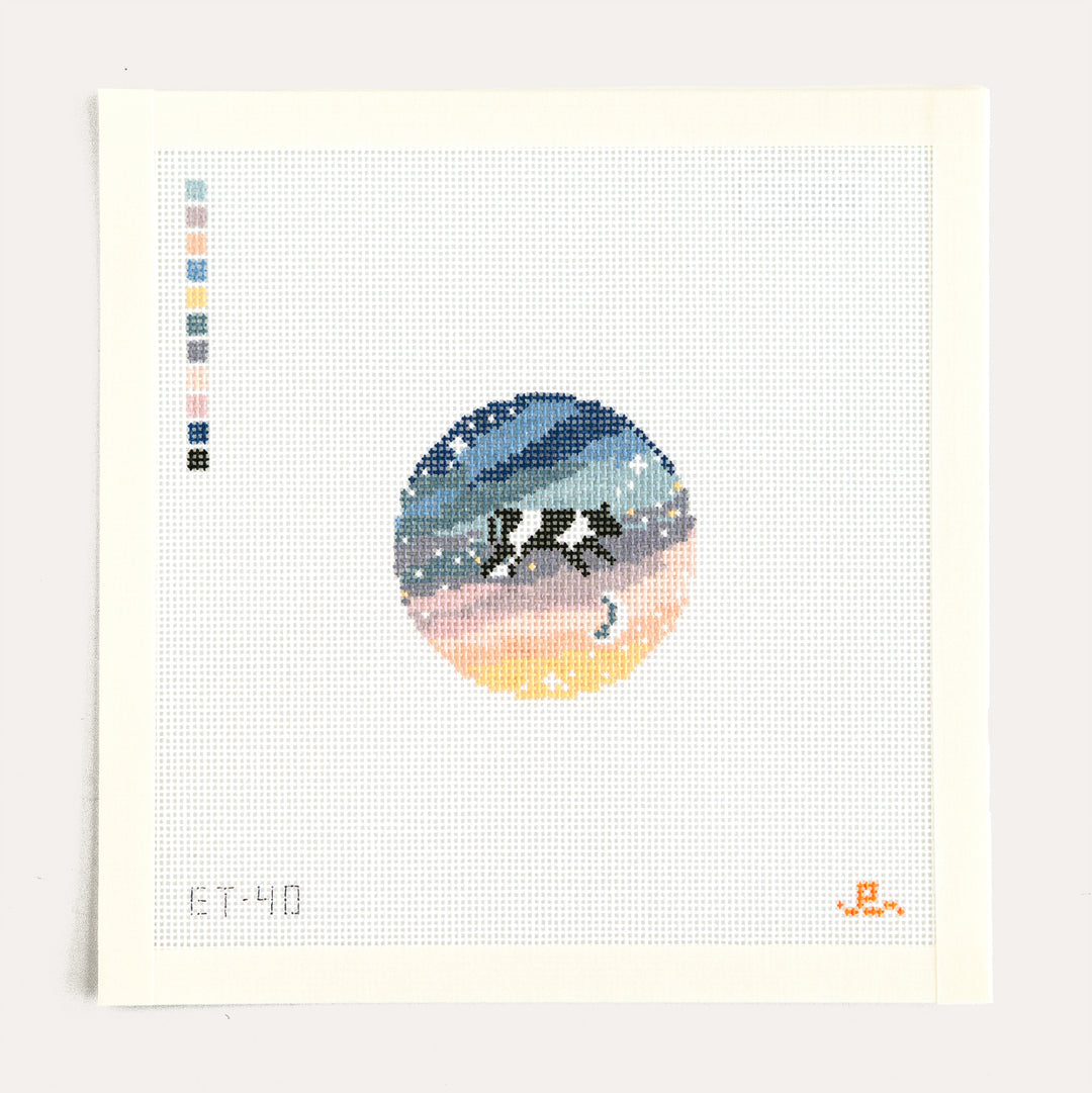 Shop the Over the Moon needlepoint canvas by Elizabeth Taylor. Features a cow jumping over the moon on a 2.25" x 2.25" design.