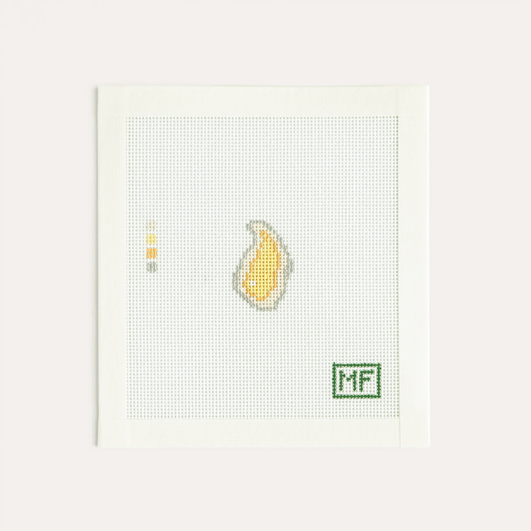 Oyster Mini needlepoint canvas, 1 x 1.4 inch stitch painted design on 18 mesh by MF Needlepoint