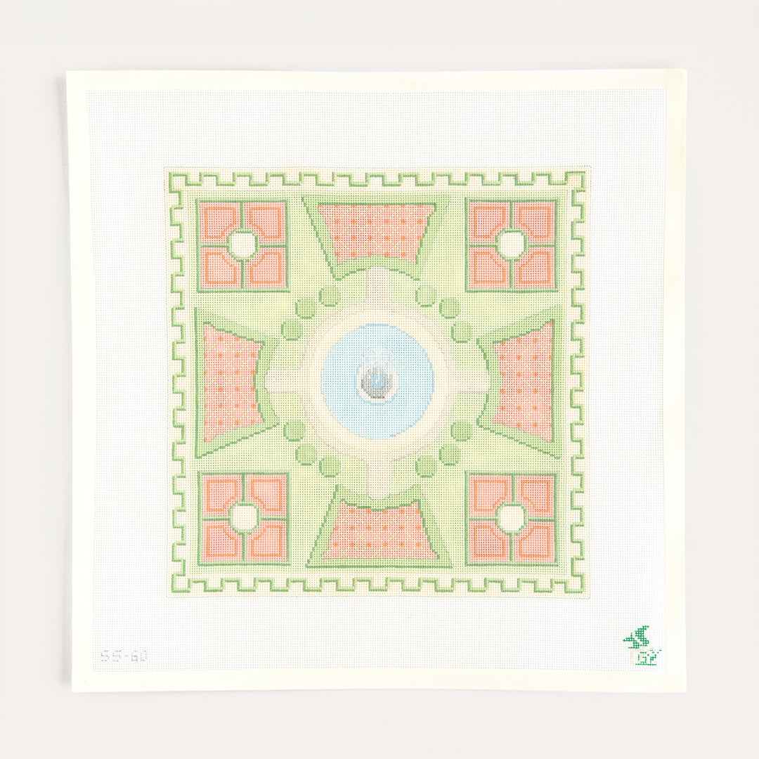 Parterre Pillow needlepoint canvas by The Squirrel and The Snail garden design on 18 mesh