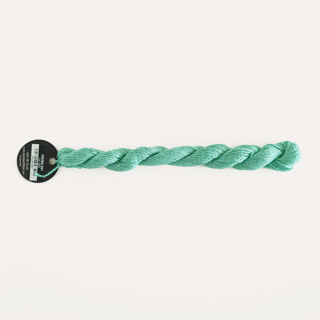 Planet Earth Silk in Aruba 081 by Tilli Tomas, 100% silk needlepoint thread, 30 yard skein, suitable for 13 mesh canvas
