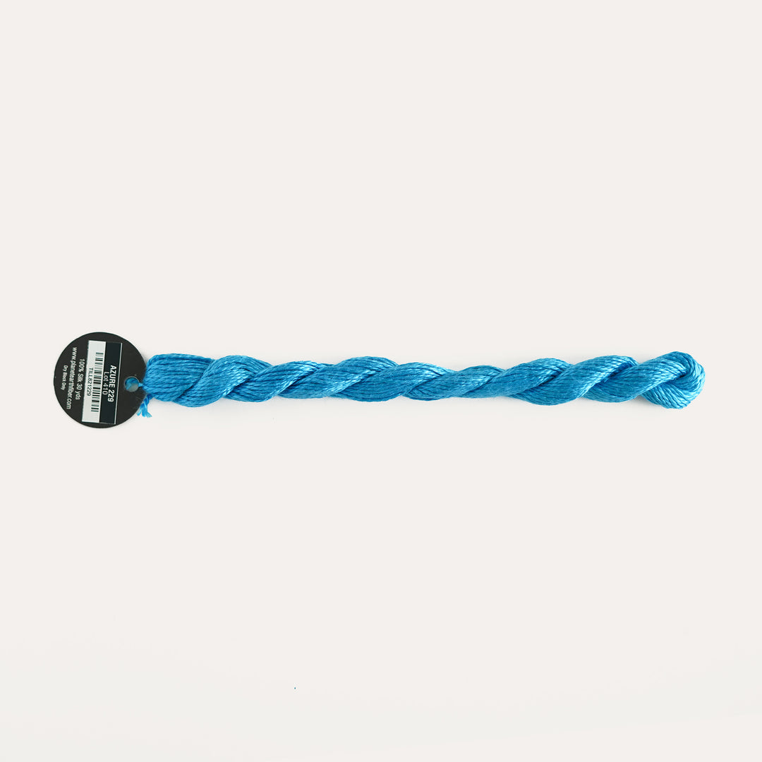 Planet Earth Silk in Azure 229 by Tilli Tomas, 100% silk needlepoint thread, 30 yard skein, suitable for 13 mesh canvas