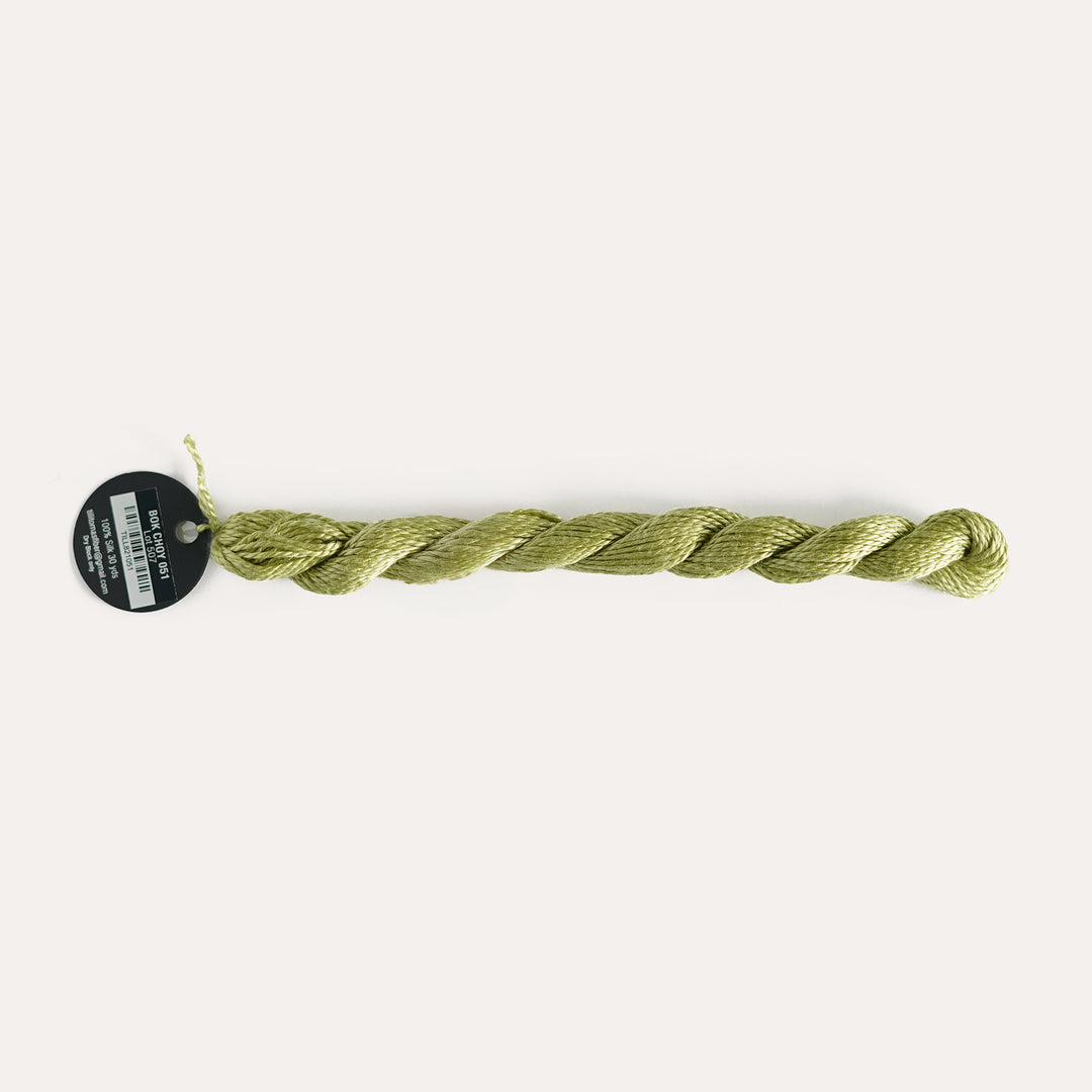 Planet Earth Silk in Bok Choy 051 by Tilli Tomas, 100% silk needlepoint thread, 30 yard skein, suitable for 13 mesh canvas