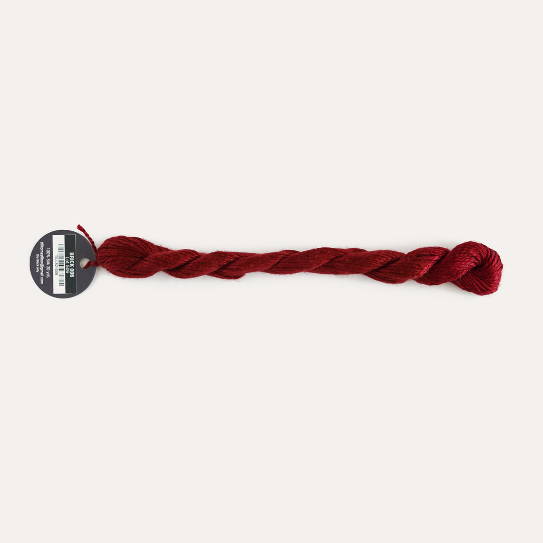 Planet Earth Silk in Brick 006 by Tilli Tomas, 100% silk needlepoint thread, 30 yard skein, suitable for 13 mesh canvas