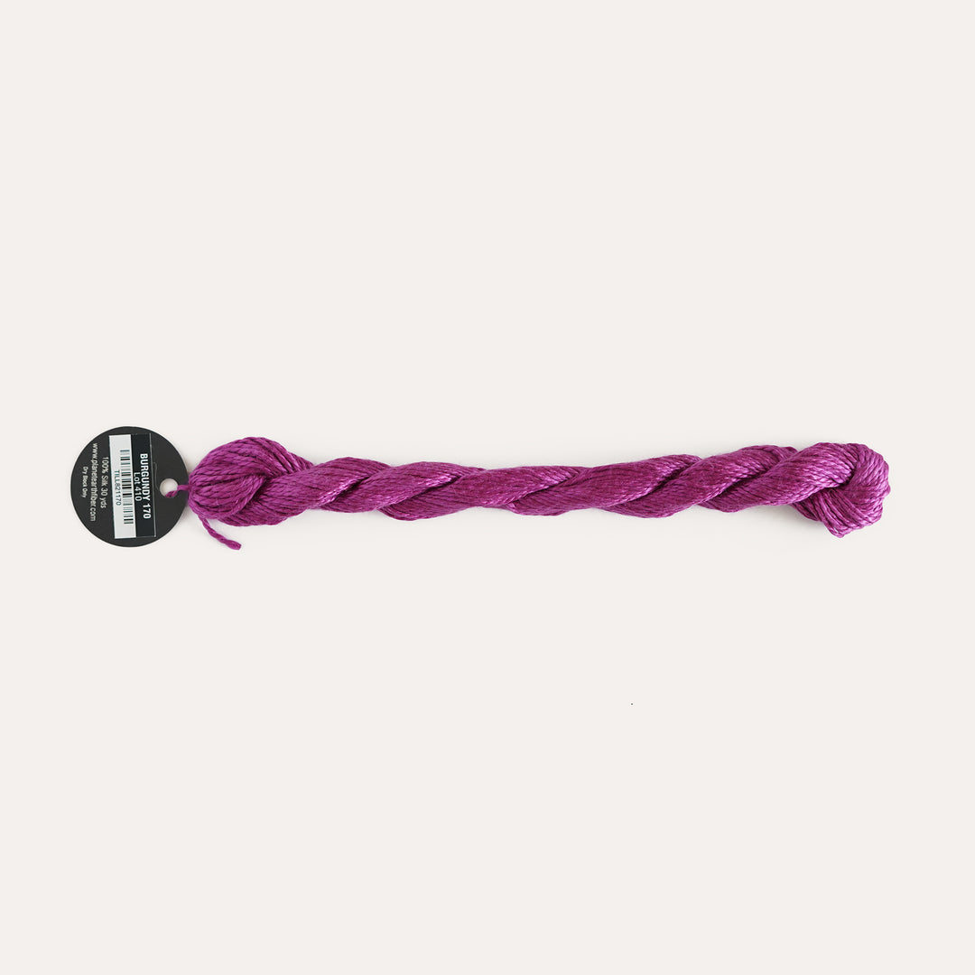 Planet Earth Silk in Burgundy 170 by Tilli Tomas, 100% silk needlepoint thread, 30 yard skein, suitable for 13 mesh canvas