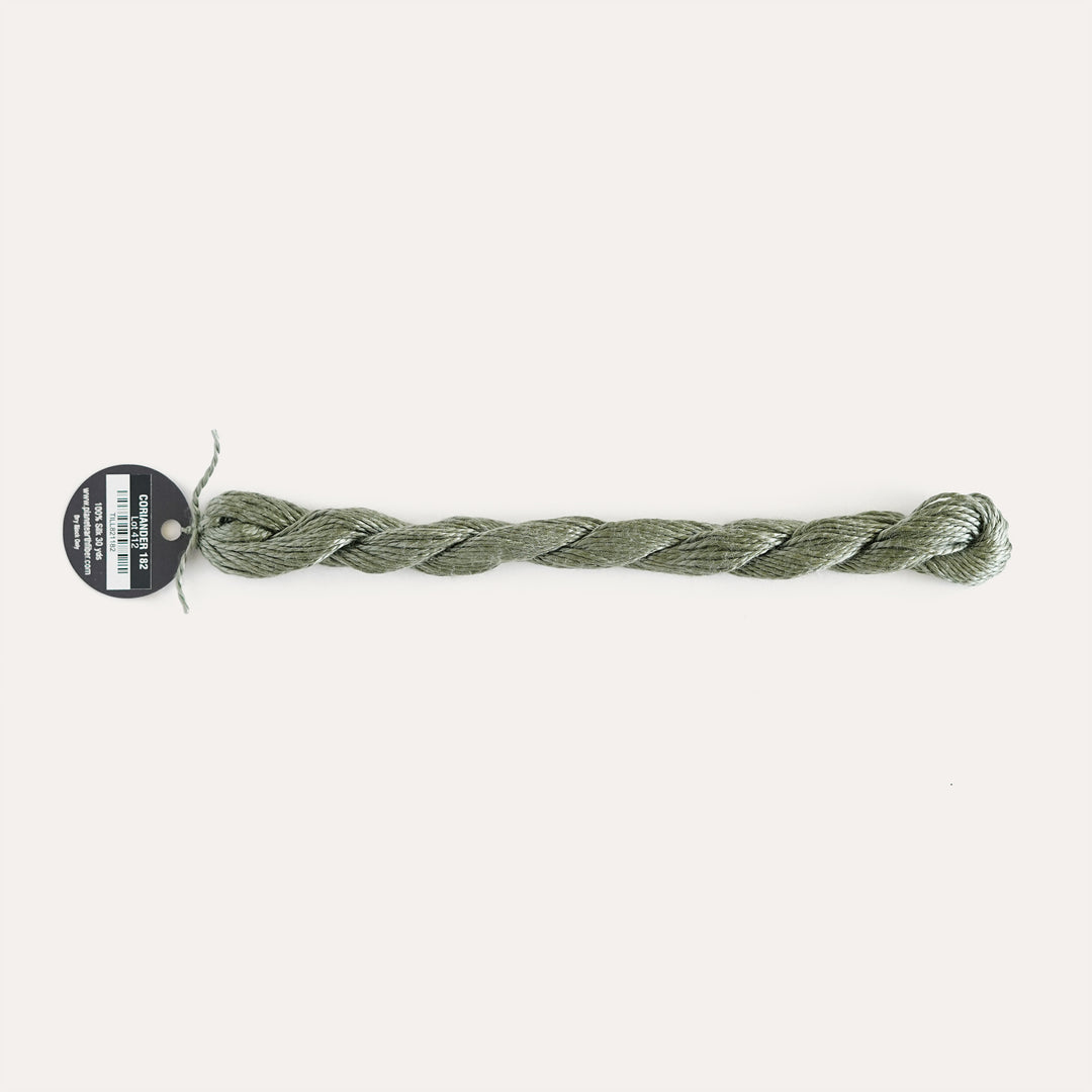 Planet Earth Silk in Coriander 182 by Tilli Tomas, 100% silk needlepoint thread, 30 yard skein, suitable for 13 mesh canvas