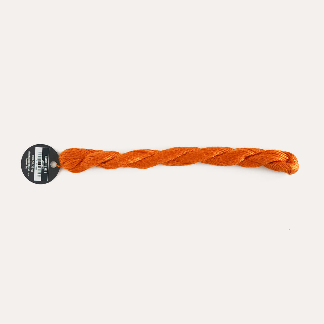 Planet Earth Silk in Ember 011 by Tilli Tomas, 100% silk needlepoint thread, 30 yard skein, suitable for 13 mesh canvas