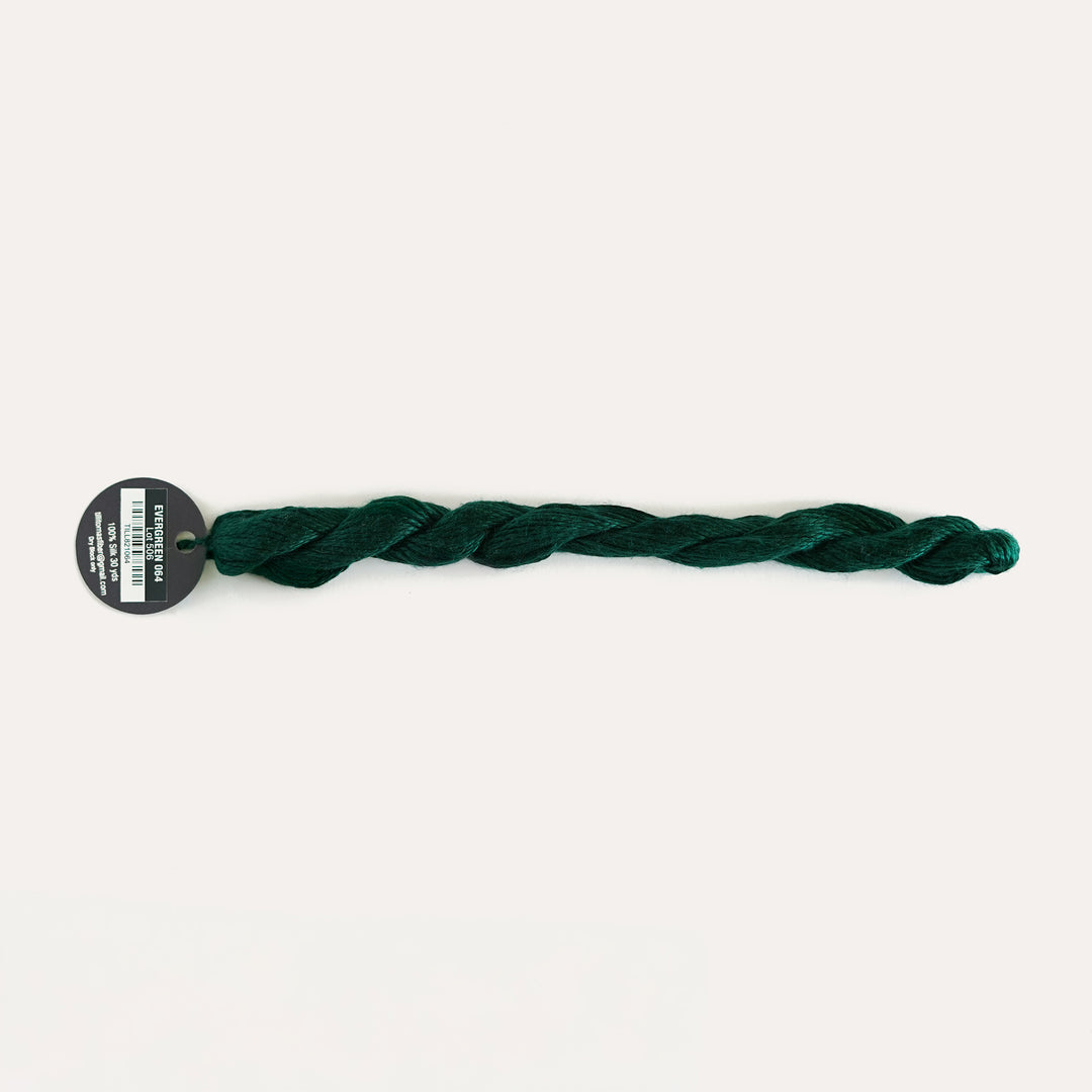 Planet Earth Silk in Evergreen 064 by Tilli Tomas, 100% silk needlepoint thread, 30 yard skein, suitable for 13 mesh canvas