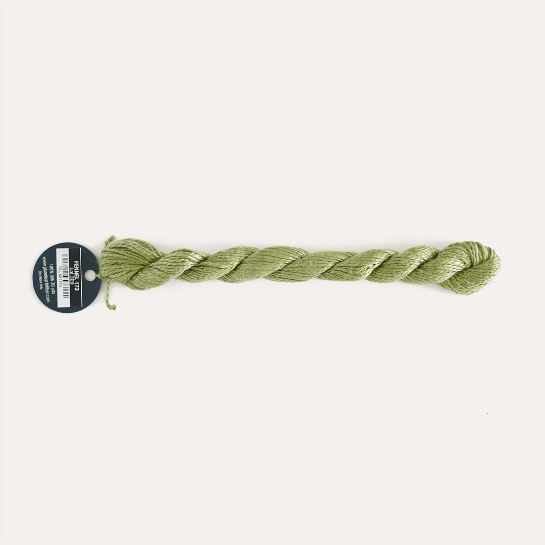Planet Earth Silk in Fennel 173 by Tilli Tomas, 100% silk needlepoint thread, 30 yard skein, suitable for 13 mesh canvas