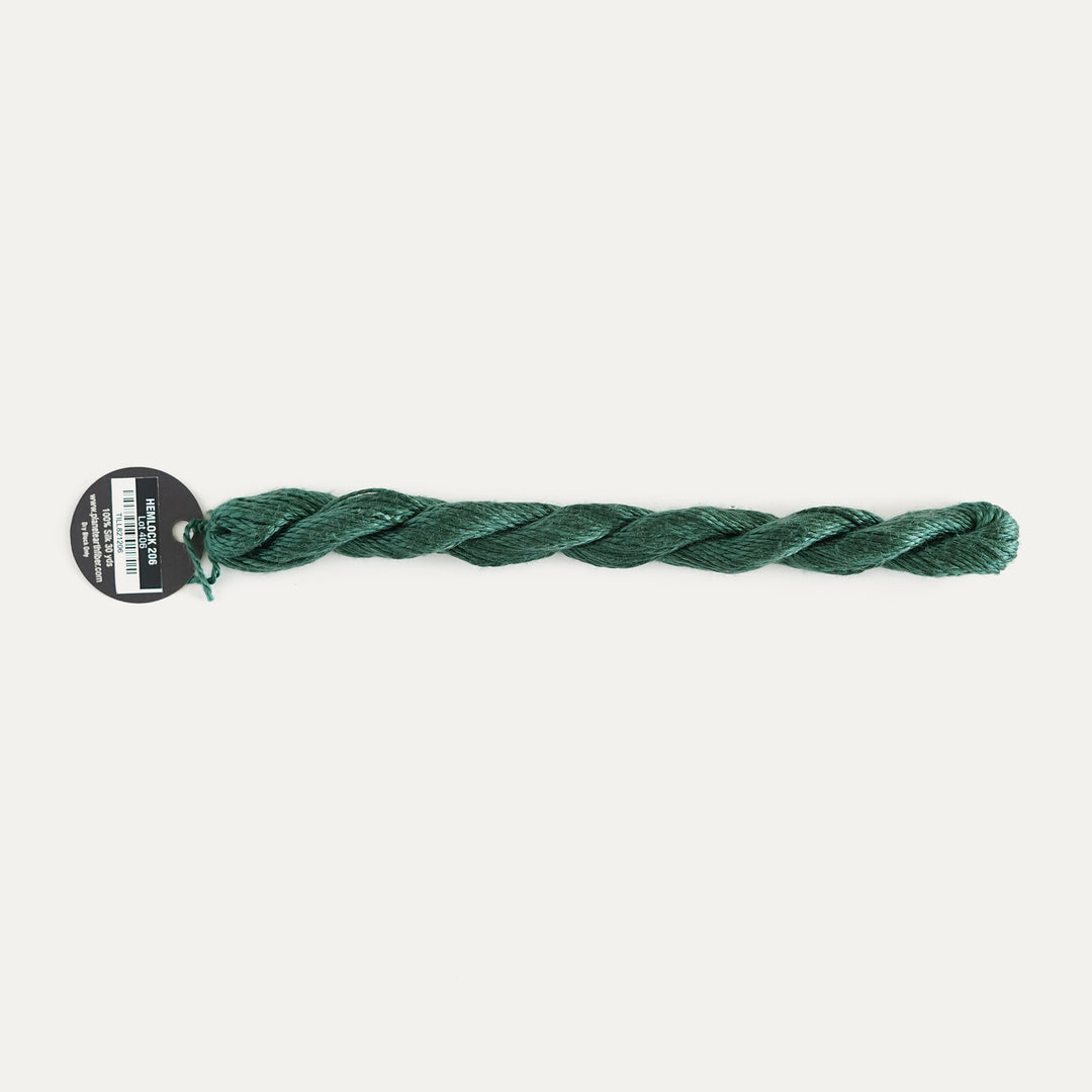 Planet Earth Silk in Hemlock 206 by Tilli Tomas, 100% silk needlepoint thread, 30 yard skein, suitable for 13 mesh canvas