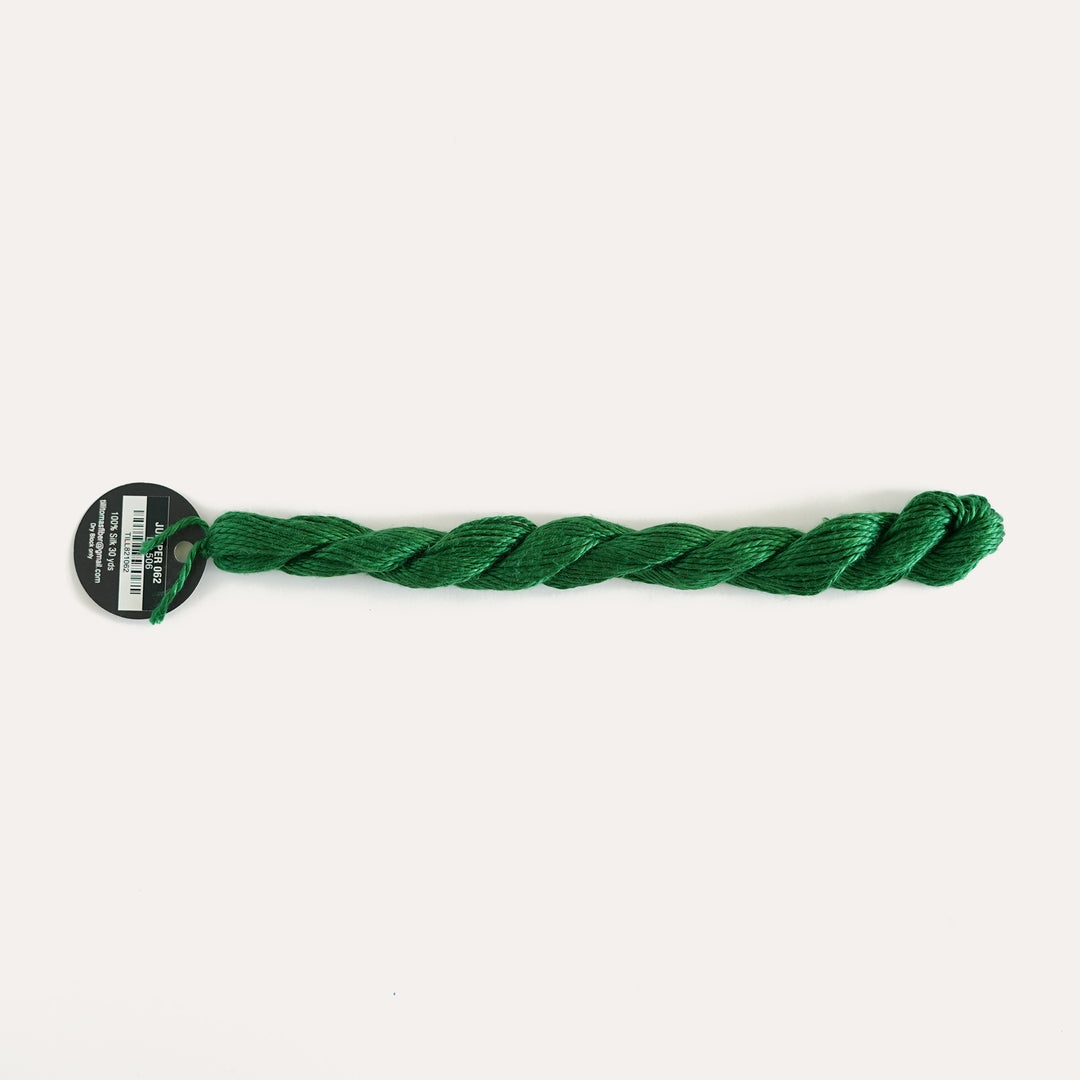 Planet Earth Silk in Juniper 062 by Tilli Tomas, 100% silk needlepoint thread, 30 yard skein, suitable for 13 mesh canvas