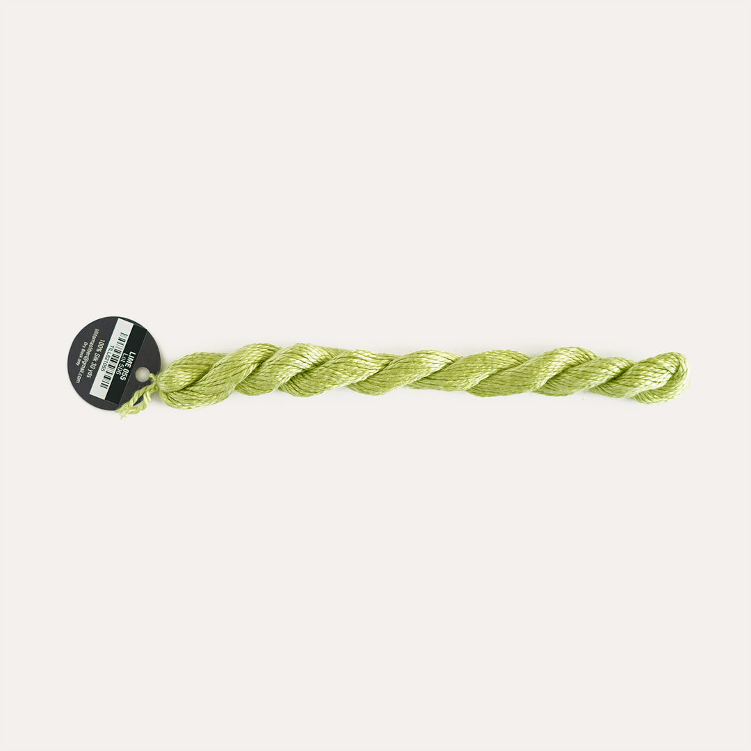Planet Earth Silk in Lime 055 by Tilli Tomas, 100% silk needlepoint thread, 30 yard skein, suitable for 13 mesh canvas