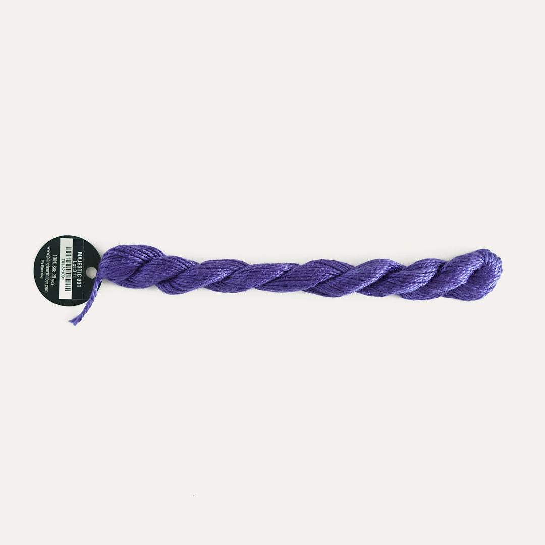 Planet Earth Silk in Majestic 091 by Tilli Tomas, 100% silk needlepoint thread, 30 yard skein, suitable for 13 mesh canvas