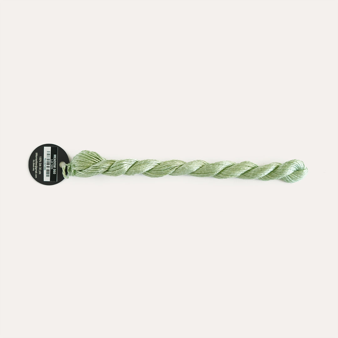 Planet Earth Silk in Meadow 060 by Tilli Tomas, 100% silk needlepoint thread, 30 yard skein, suitable for 13 mesh canvas