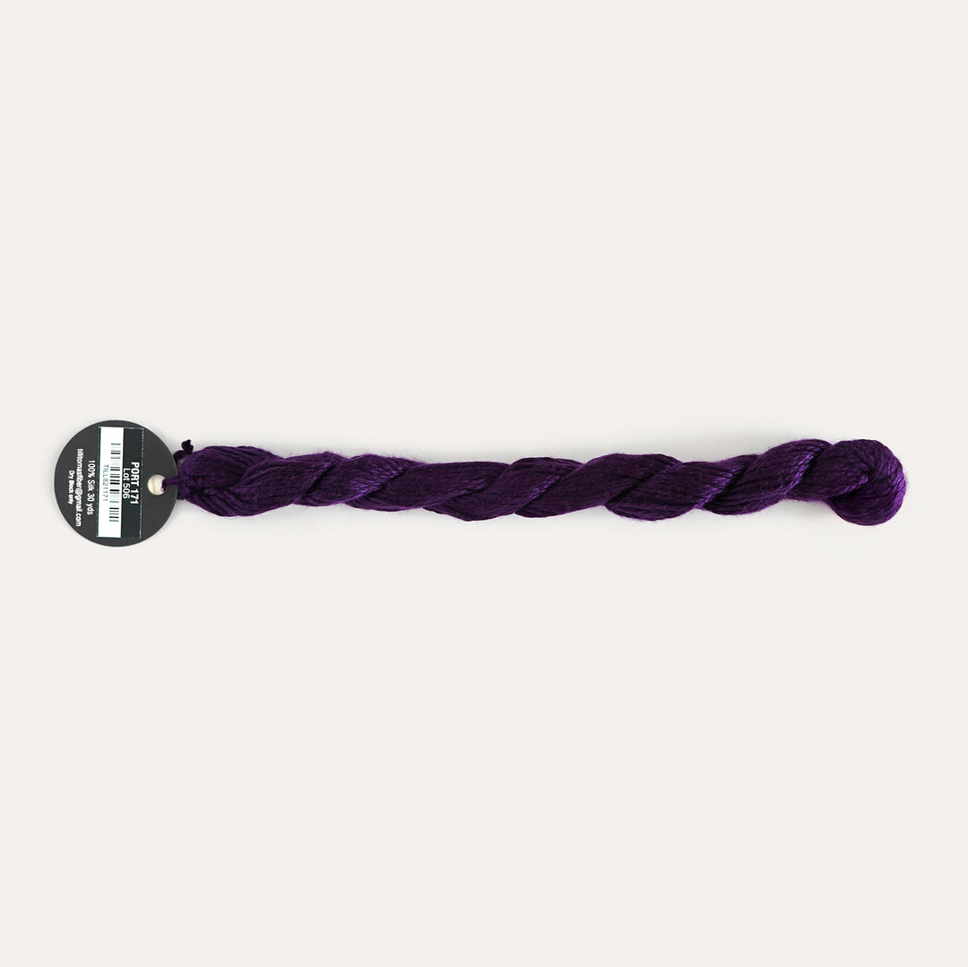 Planet Earth Silk in Port 171 by Tilli Tomas, 100% silk needlepoint thread, 30 yard skein, suitable for 13 mesh canvas