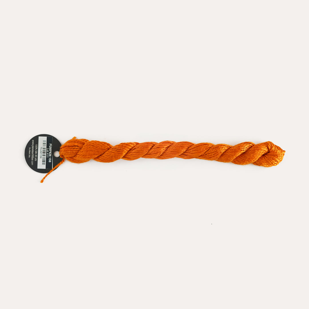 Planet Earth Silk in Pumpkin 156 by Tilli Tomas, 100% silk needlepoint thread, 30 yard skein, suitable for 13 mesh canvas