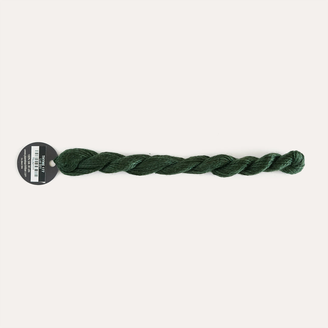 Planet Earth Silk in Thyme 177 by Tilli Tomas, 100% silk needlepoint thread, 30 yard skein, suitable for 13 mesh canvas