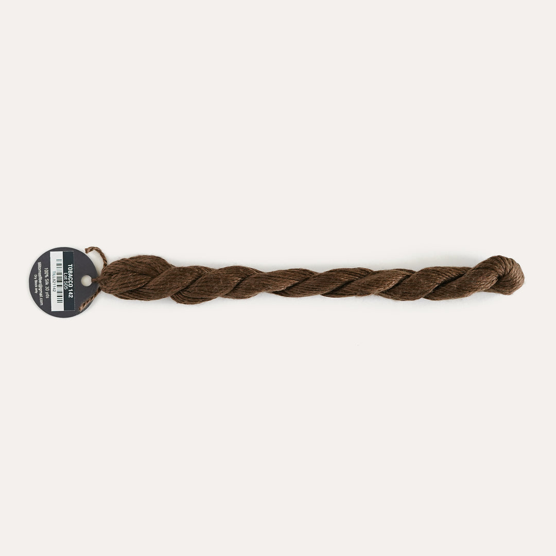 Planet Earth Silk in Tobacco 142 by Tilli Tomas, 100% silk needlepoint thread, 30 yard skein, suitable for 13 mesh canvas