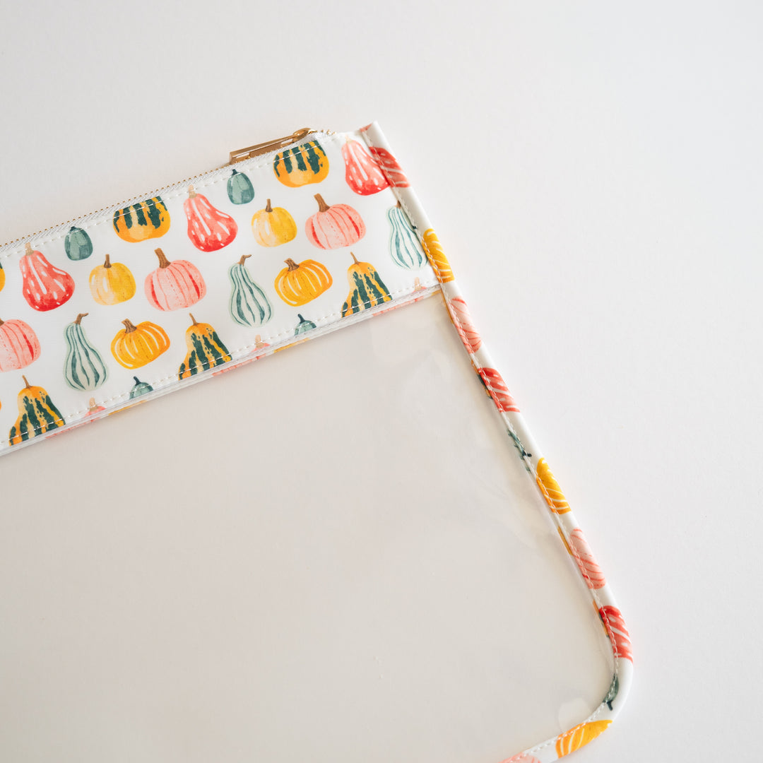 Pumpkin Pattern Large Needlepoint Pouch