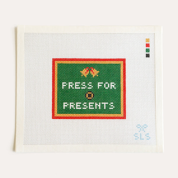 Press For Presents Needlepoint Canvas – 13 Mesh | SLS Needlepoint