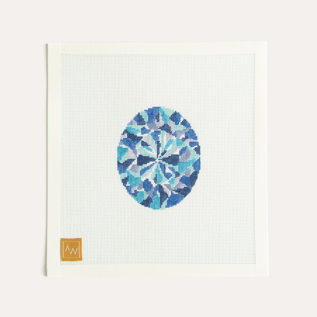 Regal Sapphire needlepoint canvas with 3.5x4 inch design on 18 mesh, by Audrey Wu
