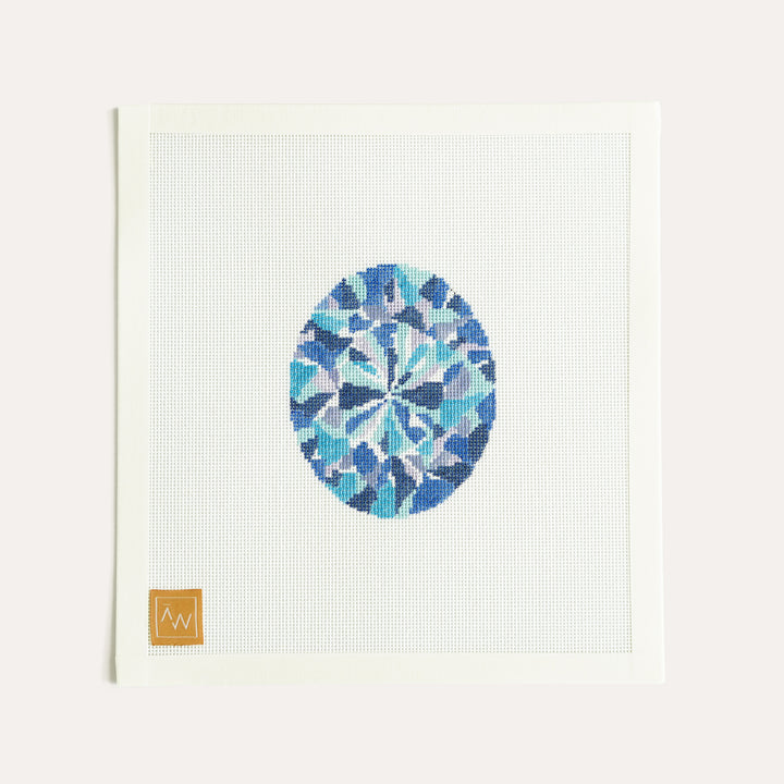 Regal Sapphire needlepoint canvas with 3.5x4 inch design on 18 mesh, by Audrey Wu