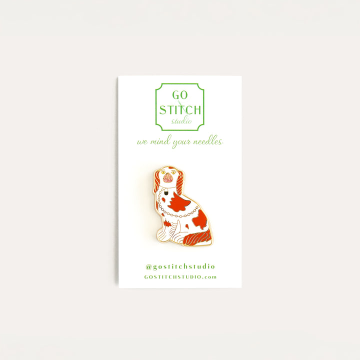 Rust Staffordshire dog needle minder by Go Stitch Studio with secure magnet
