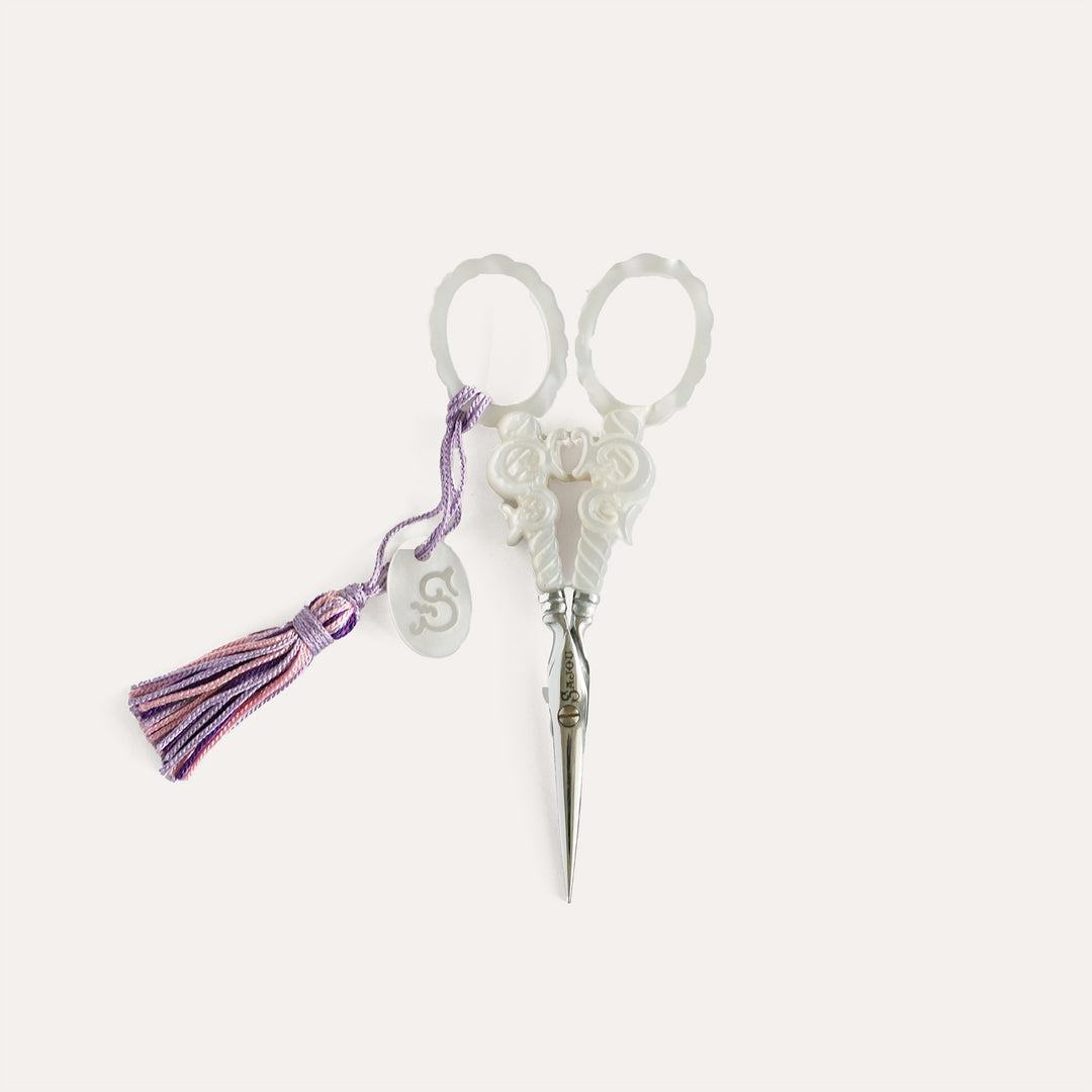 Elegant Sajou Maison mother of pearl style embroidery scissors French stitching tool