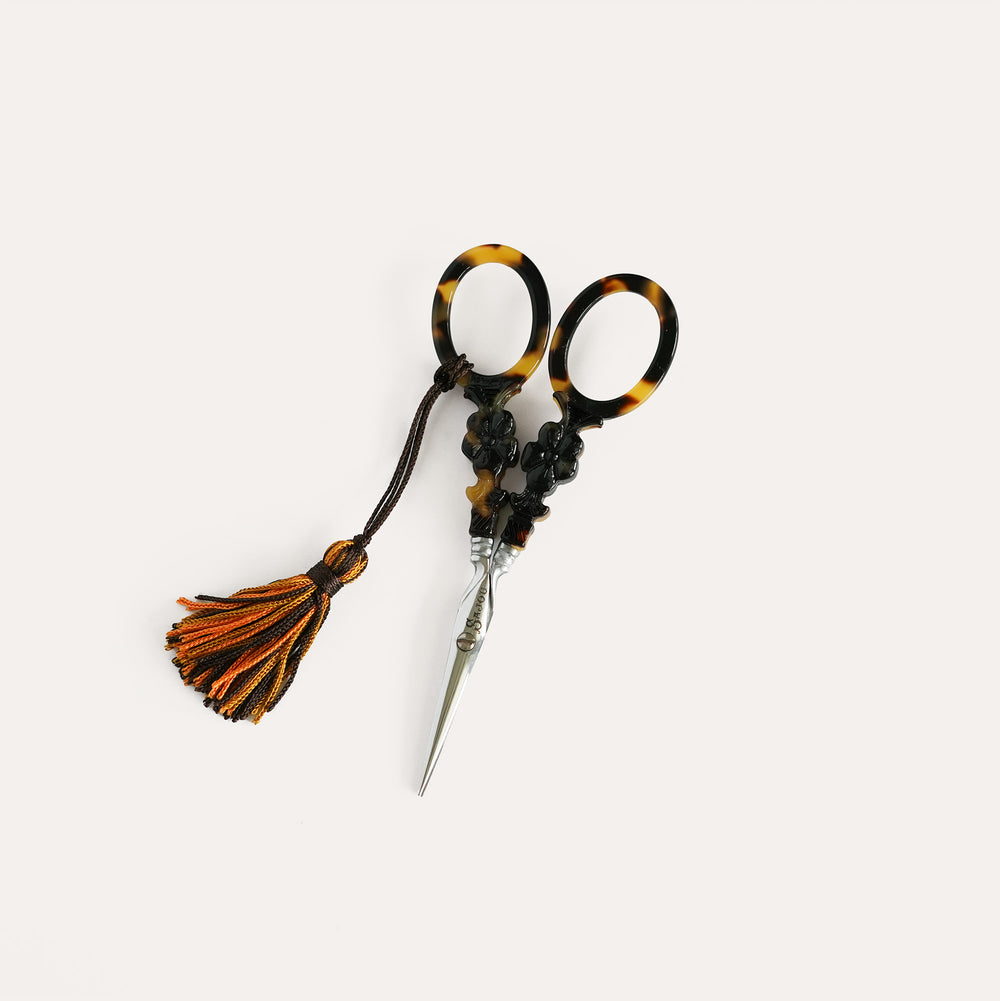 Tortoiseshell Style Embroidery Scissors Flower Model from Sajou Maison Private Collection