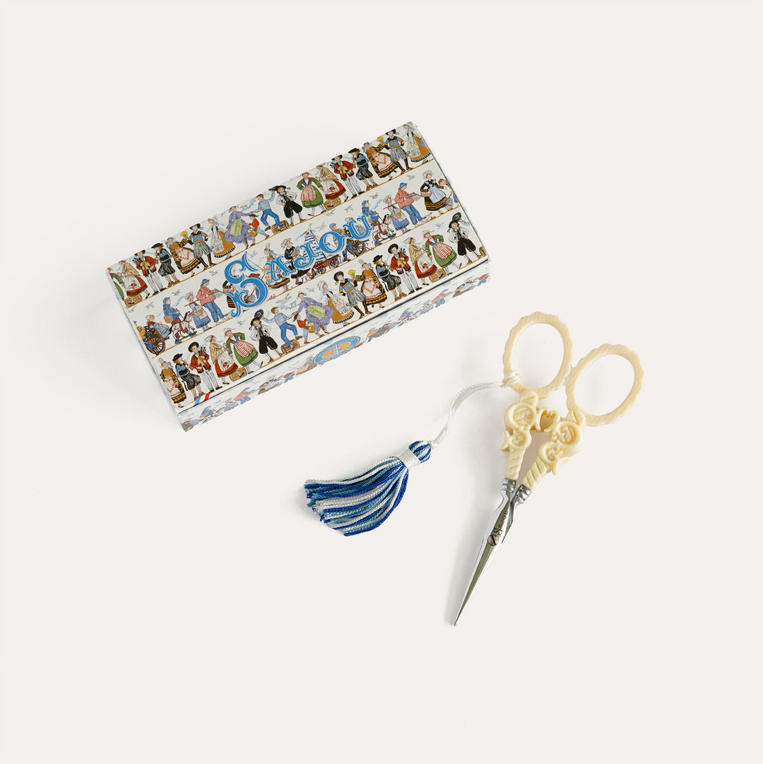 Sajou Maison Veined Ivory Style embroidery scissors from the Private Collection French sewing tool
