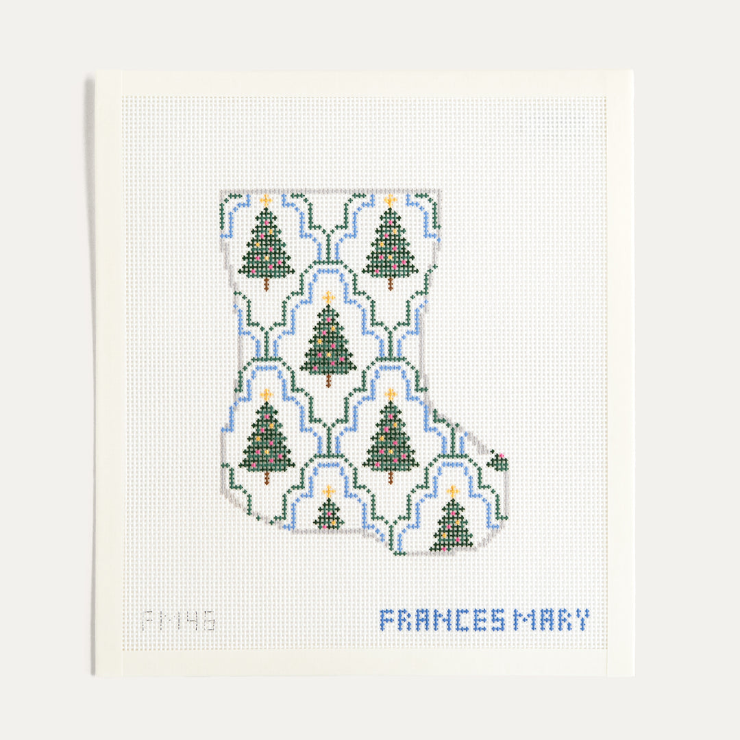 Scallop Christmas Tree Mini Stocking needlepoint canvas by Frances Mary Needlepoint on 13 mesh canvas
