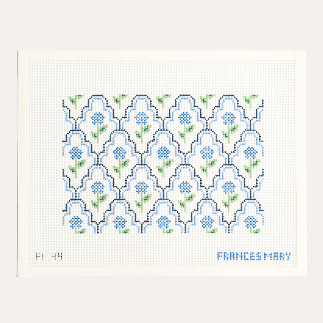 Scallop Hydrangea Clutch needlepoint canvas by Frances Mary Needlepoint on 13 mesh canvas