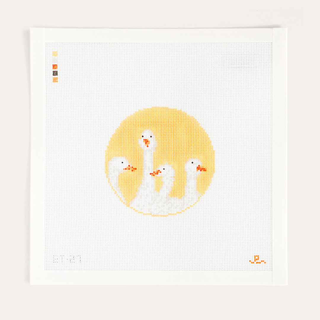 Spring Geese needlepoint canvas by Elizabeth Taylor on 18 mesh
