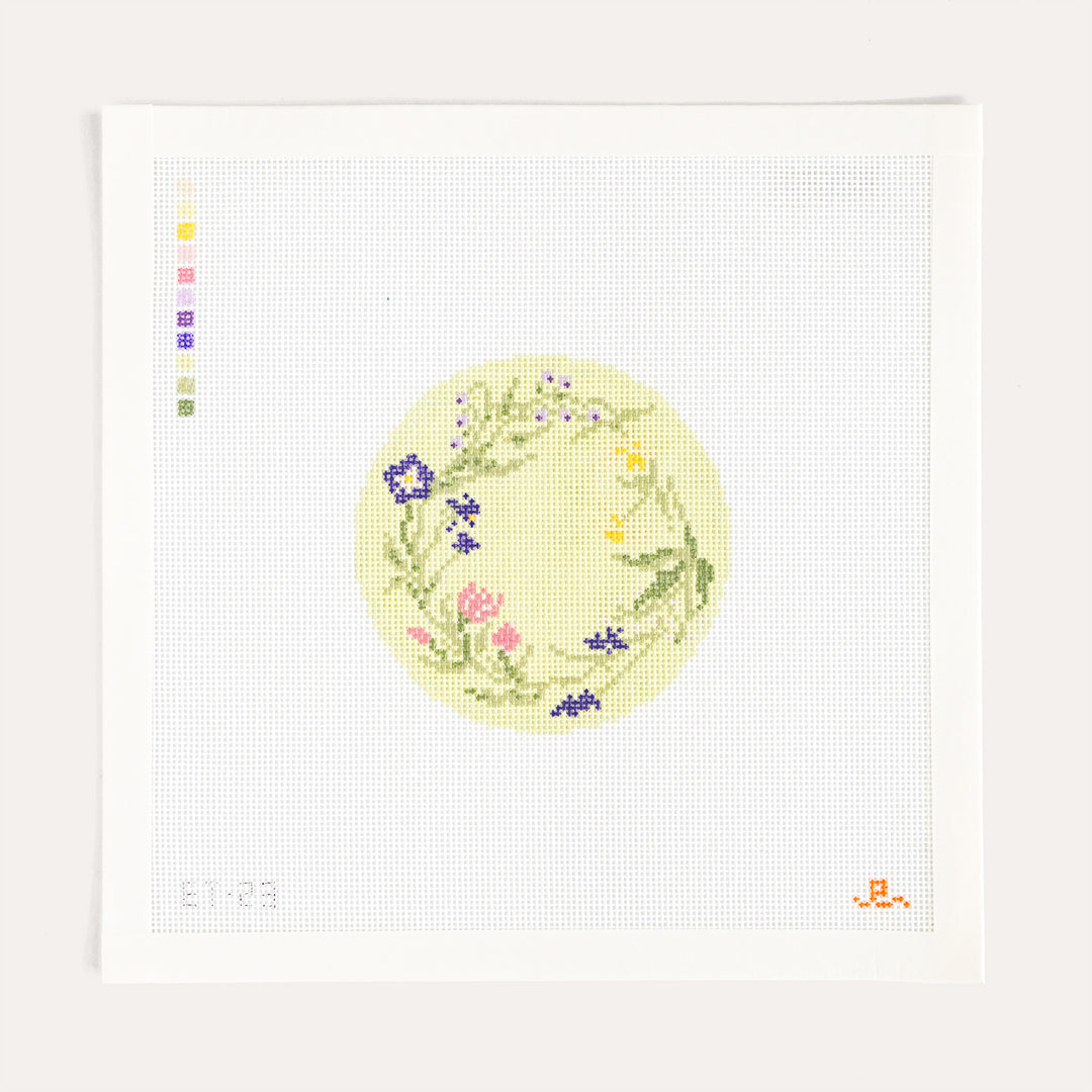 Spring Round needlepoint canvas by Elizabeth Taylor on 18 mesh