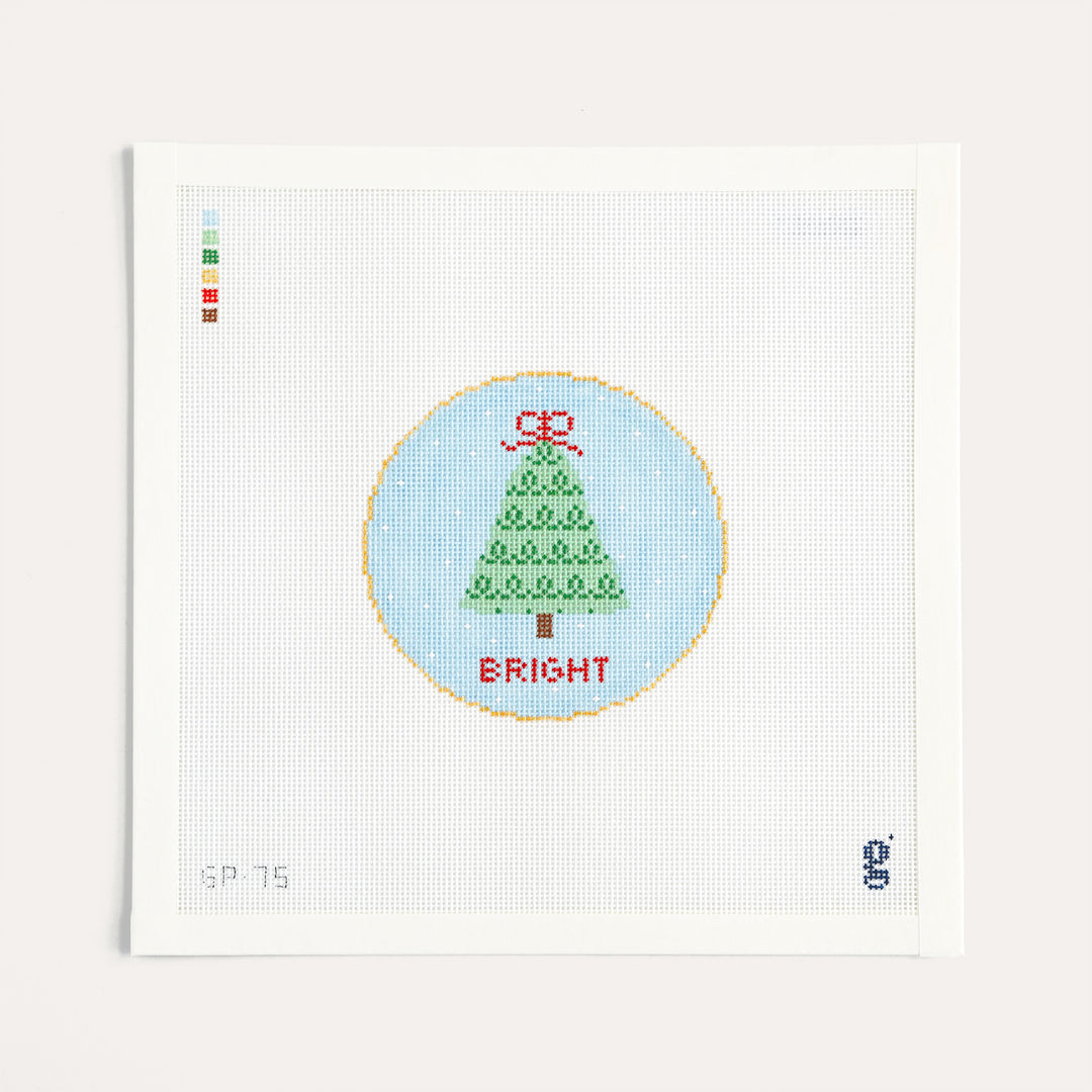 4 inch round needlepoint canvas with a squiggle tree design on 18 mesh by Goodpoint Needlepoint