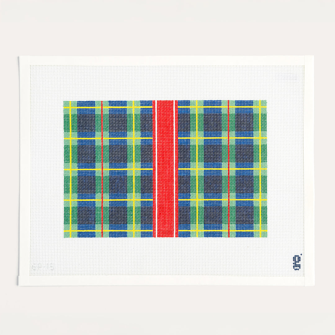 Tartan plaid needlepoint clutch canvas on 13 mesh with a 10.4 x 7.2 inch design area by Goodpoint Needlepoint