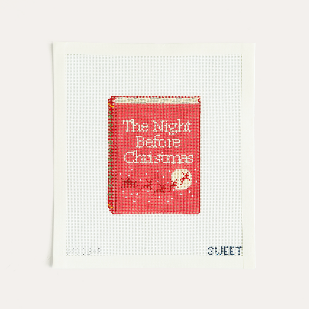 The Night Before Christmas Red needlepoint canvas by The Gingham Stitchery on 18 mesh, holiday design