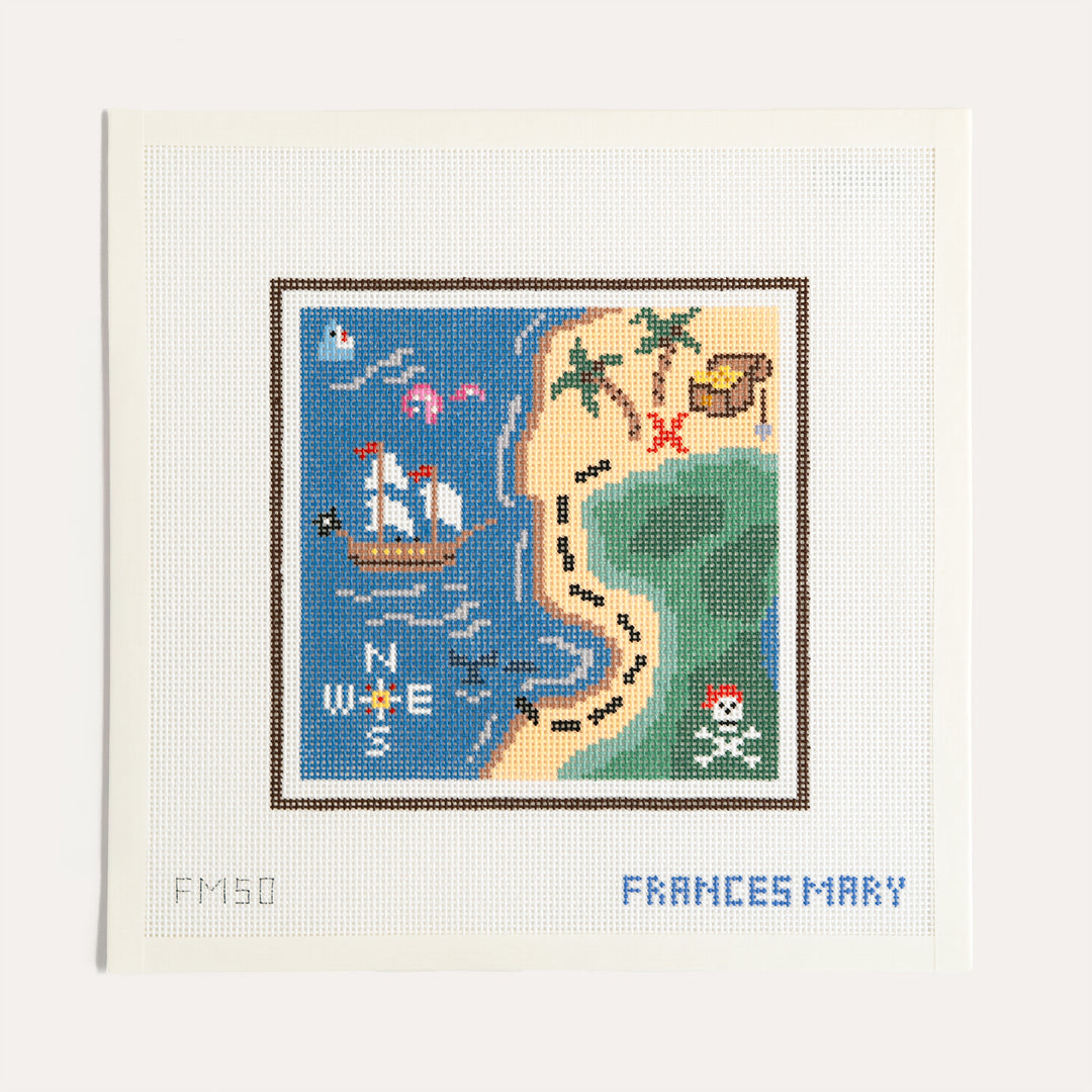 Treasure Map needlepoint canvas by Frances Mary Needlepoint on 13 mesh canvas